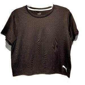 PUMA Cropped Short Sleeve Tee  Women's  Medium  Black  Drying  588648 06  NWT